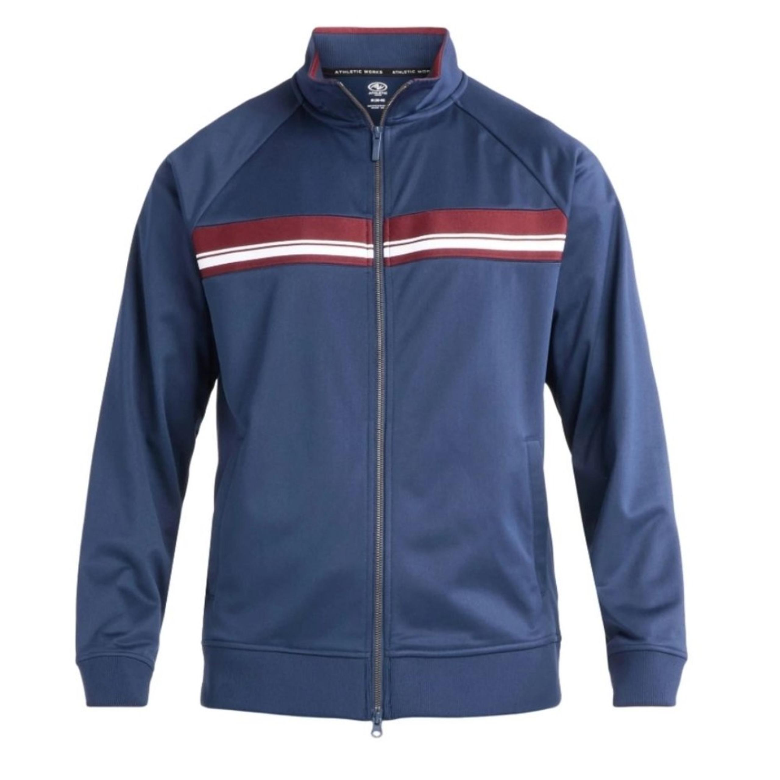 Athletic Works Men's Tricot Track Jacket, Navy Blue  Size Large