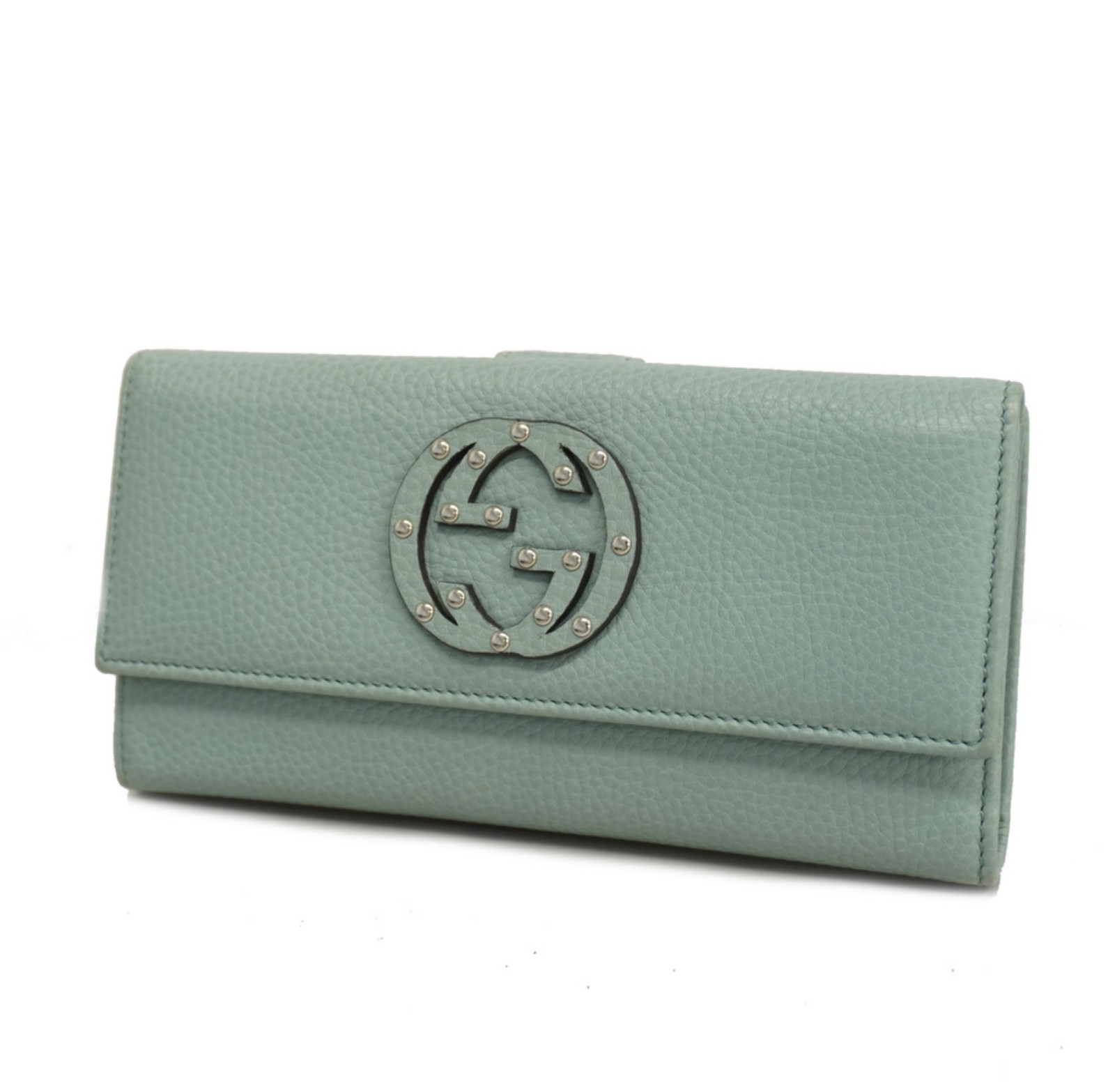 Auth Gucci Interlocking G Silver Metal Fittings Women's Leather Long Wallet
