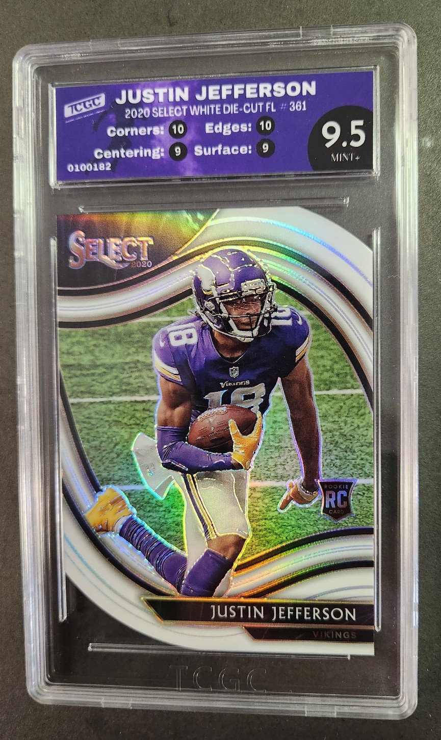 2020 Justin Jefferson Select White Die-Cut Field Level Rookie TCGC 9.5