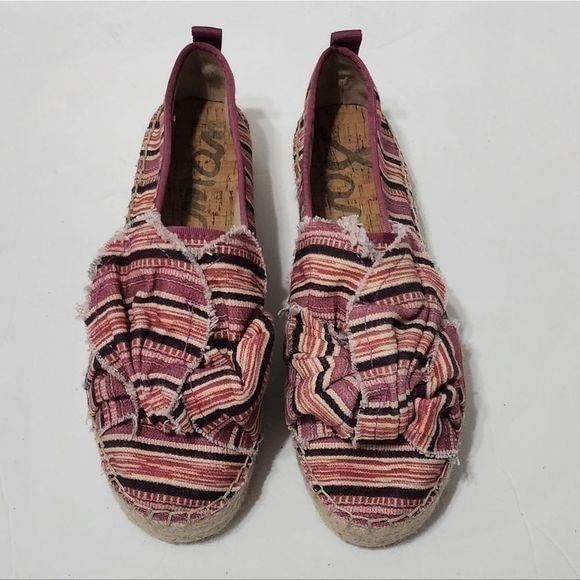 SAM Edelman Pink Black Pattern Cabrera Fabric Espadrille Women's US 8.5M
