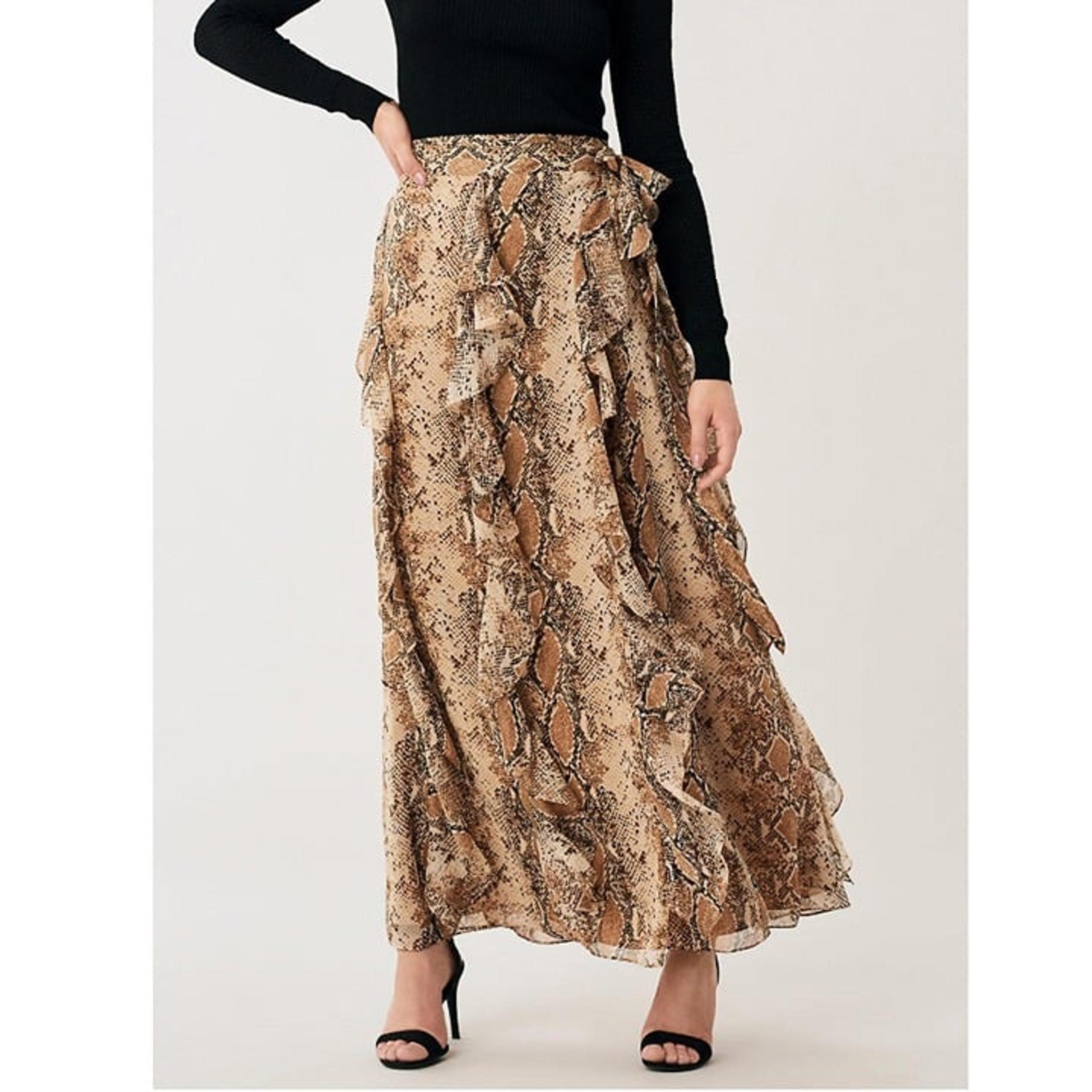 NWT Diane von Furstenberg Salona Designer Brand Ruffle Wrap Maxi Silk Skirt 8