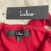 Lulu’s Column Dress Red L Square Neck Maxi Cross X Back Side Slit NWT NEW