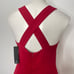 Lulu’s Column Dress Red L Square Neck Maxi Cross X Back Side Slit NWT NEW