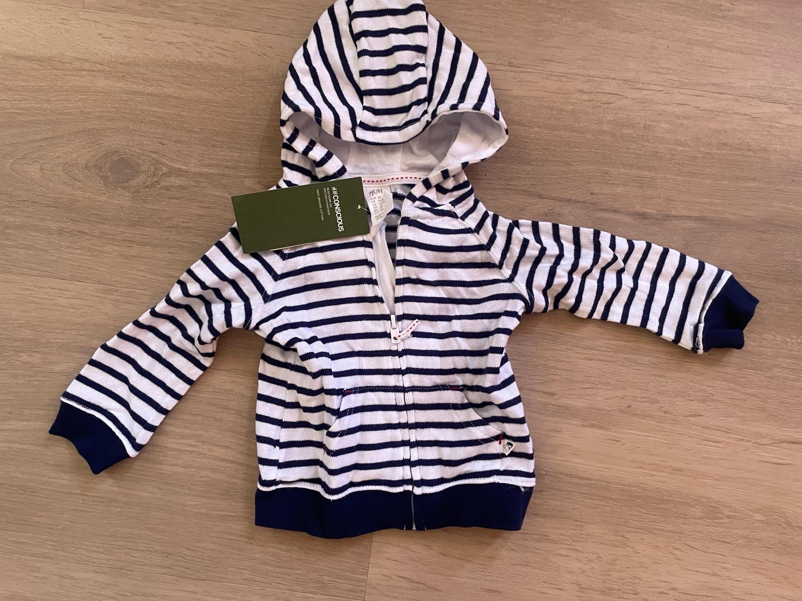 Hoodie baby h & m sweater 4-6 months naughtical blue and white striped