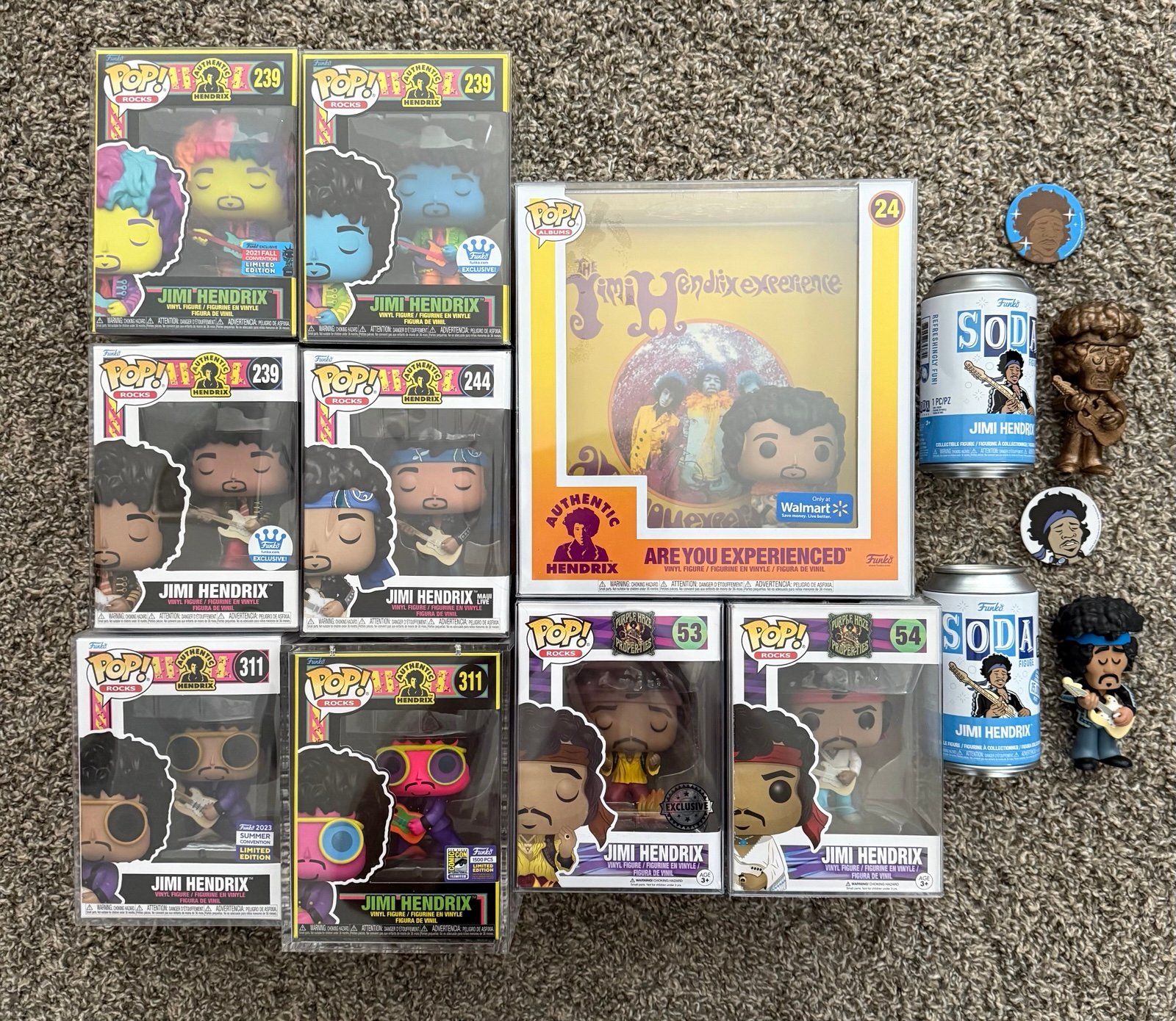 Funko Pop Huge Lot of Jimi Hendrix Pops and Sodas LE Exclusives