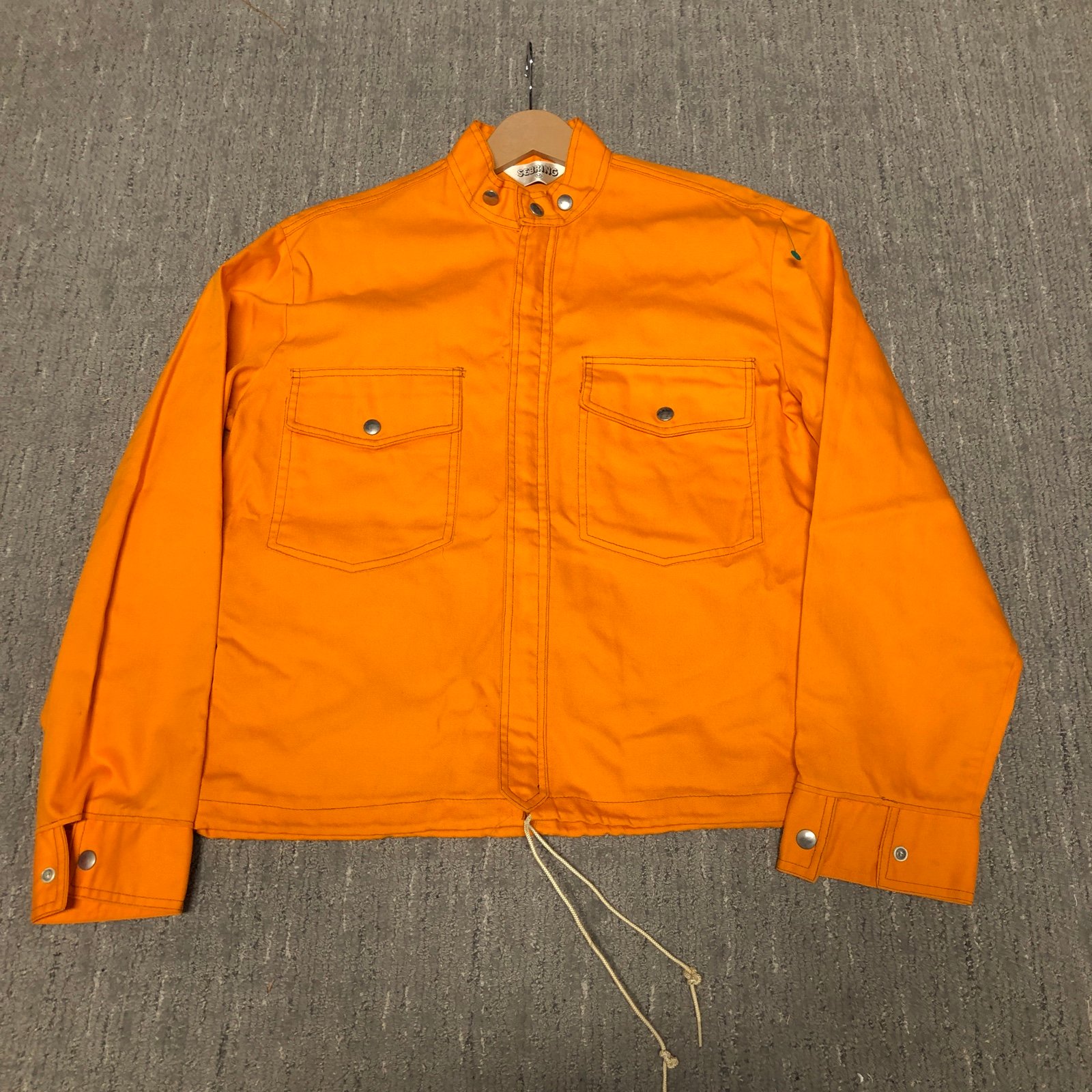Vintage 1970s Sebring Trucker Jacket Men’s Size M Orange Motorcycle Racing 70s