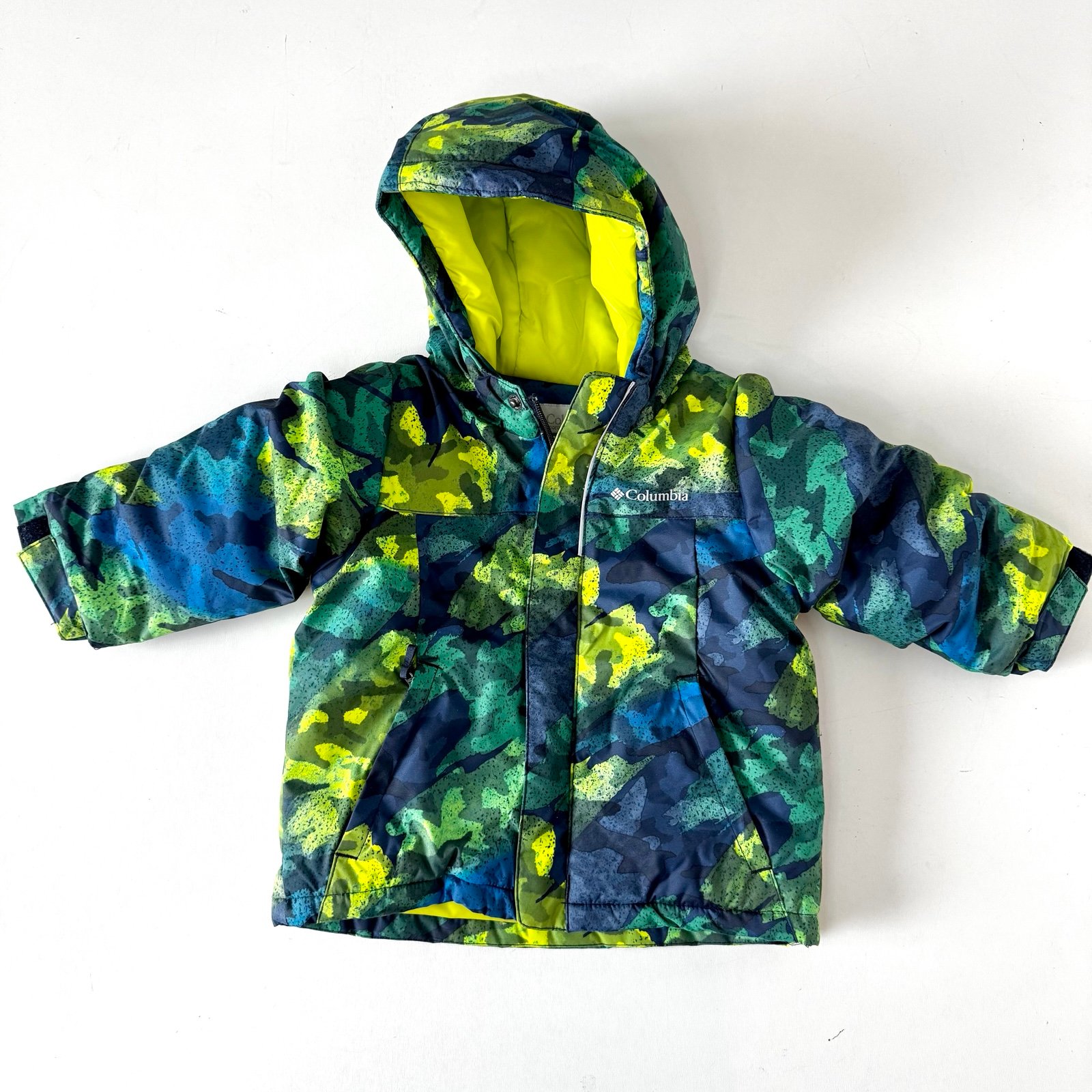Columbia Lightning Lift Jacket Coat Bright Chartreuse Brushed Camo Toddler2T Boy