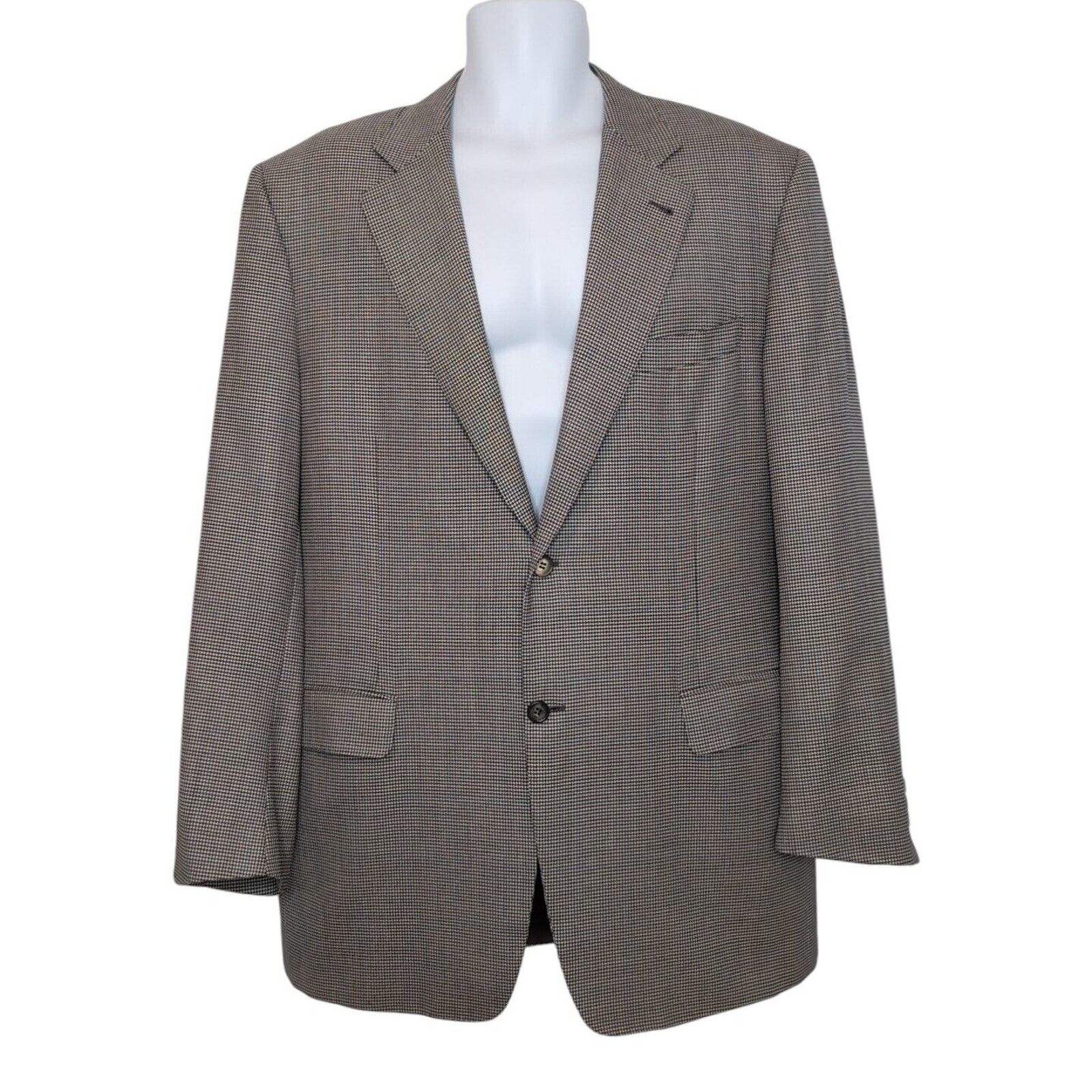 CANALI Sport Coat Men's US 42L 42 Long EU 52L Black White Houndstooth Wool Italy