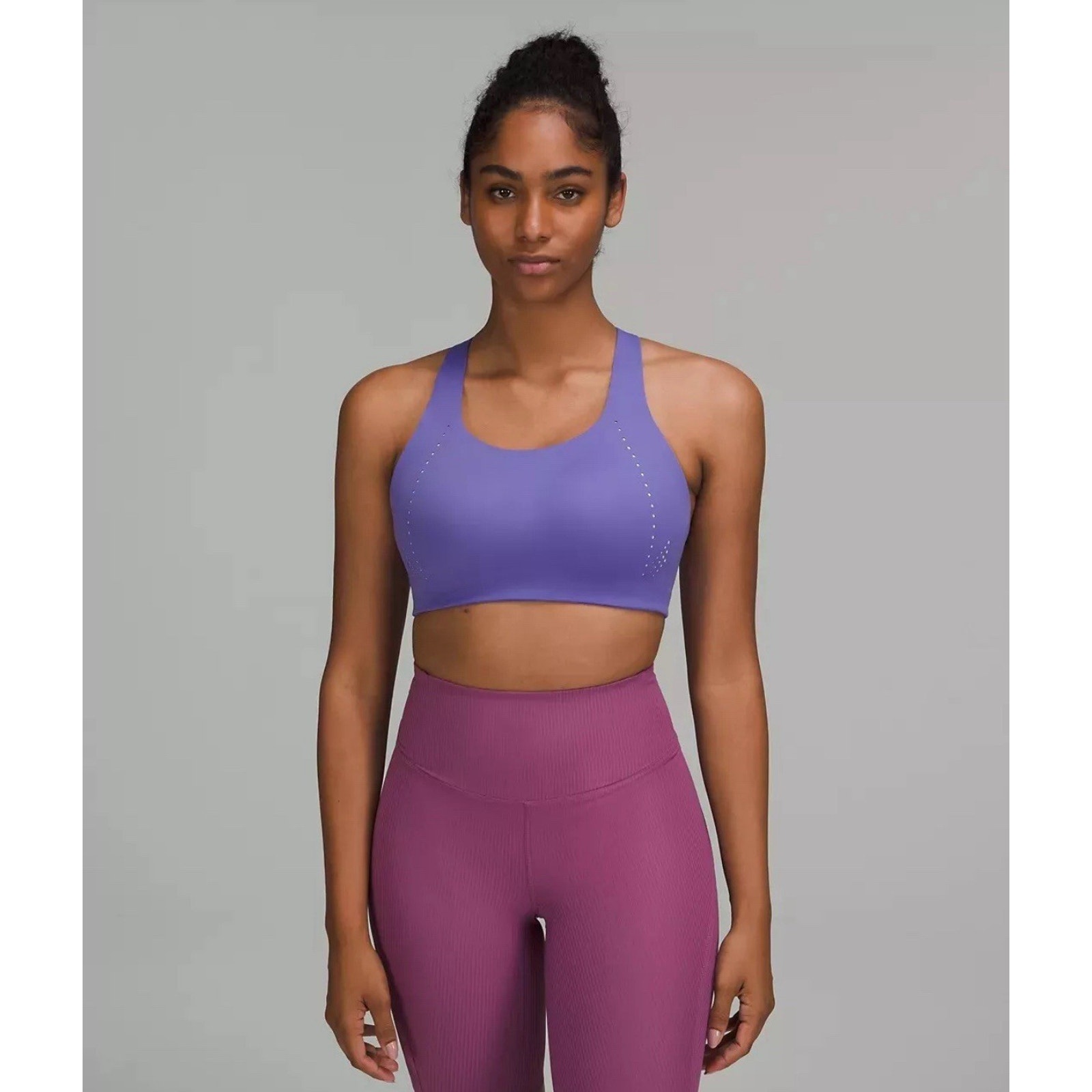 Lululemon AirSupport Bra 34DD High Support CHAI/LVFG Purple Shopping Bag