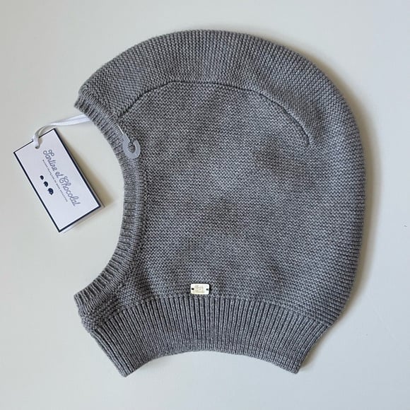 Tartine et Chocolat Kids Unisex Gray Knit Hood Hat - Size T5 (6-8Y)