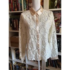 Revolve Line & Dot Lace Button Up Top