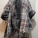 Plaid Rex rabbit fur trim Oversized Cloak Pancho Cape with hood