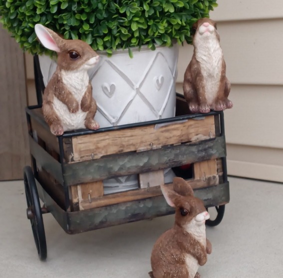Bunny Statue Yard Garden Decorations Set of Three, Rabbit Ornament Animal