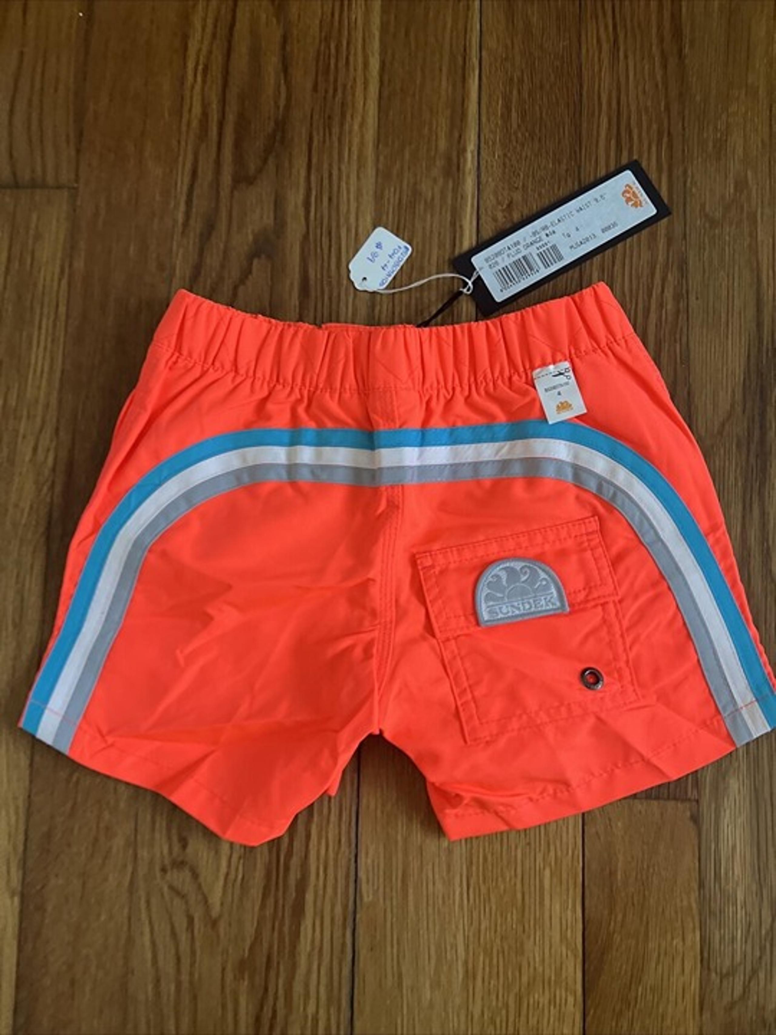 Sundek Boys Fluo Orange Swim Trunks Shorts Rainbow Size 4