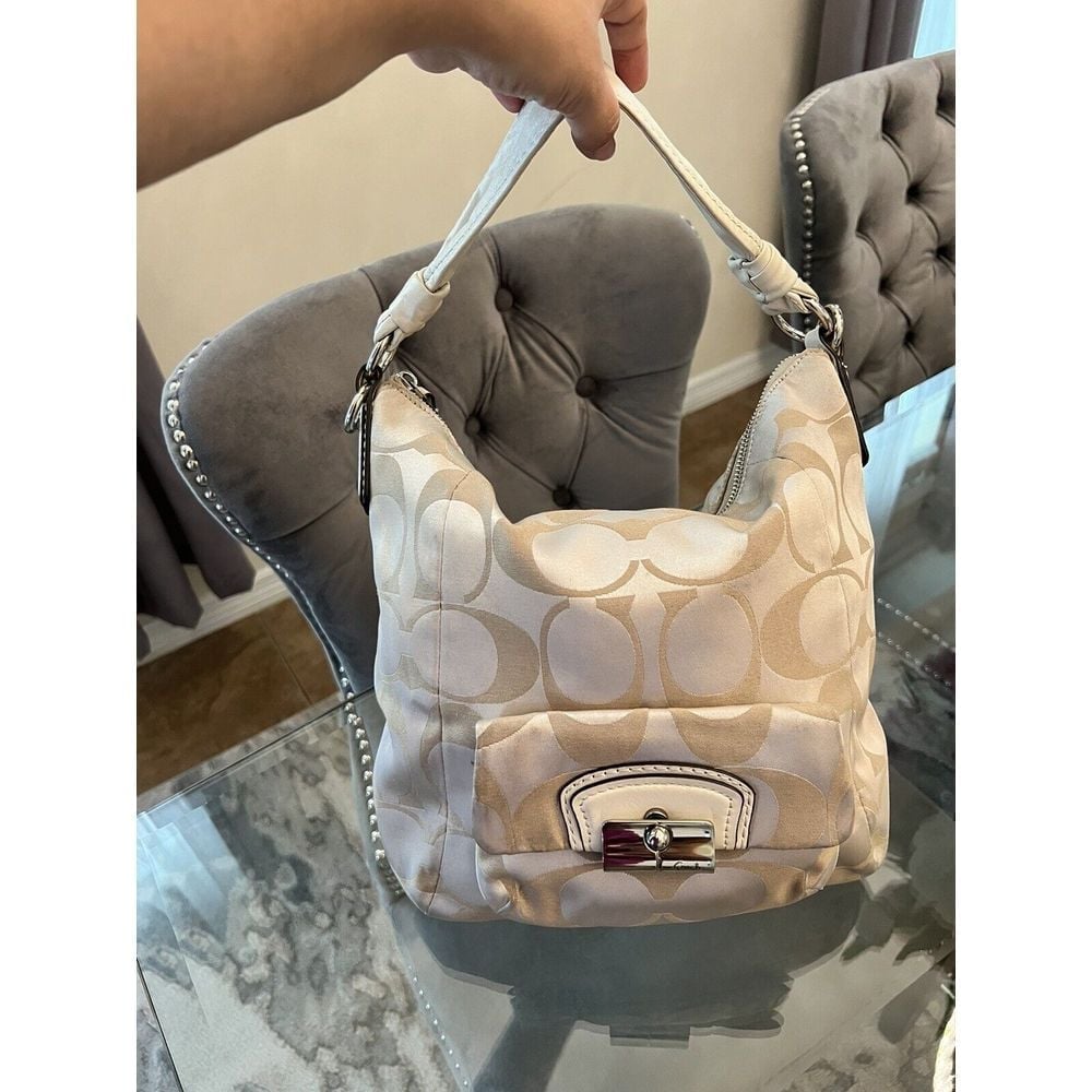 Coach Purse H1068 Kristen Handbag Op Signature Khaki Beige Bag Hobo Handbag
