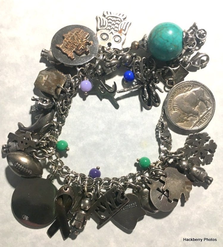 James Avery Sterling Double Curb Bracelet - 6'' With Charms