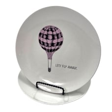 2 Bloomingville Vtg Hot Air Balloon Dessert Salad Plates Pink Lets Fly Away 8