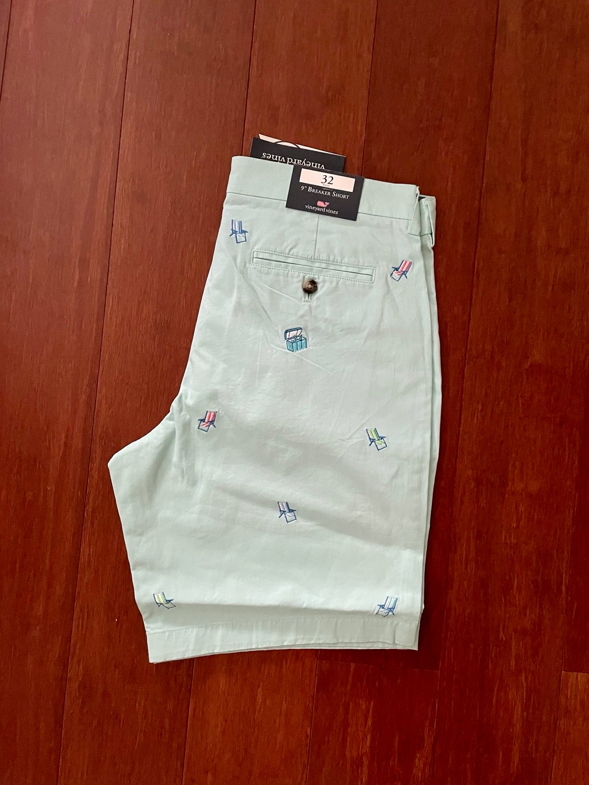 NWT VINEYARD VINES 9 INCH EMBROIDERED STRETCH BREAKER SHORTS Crystal Blue 32