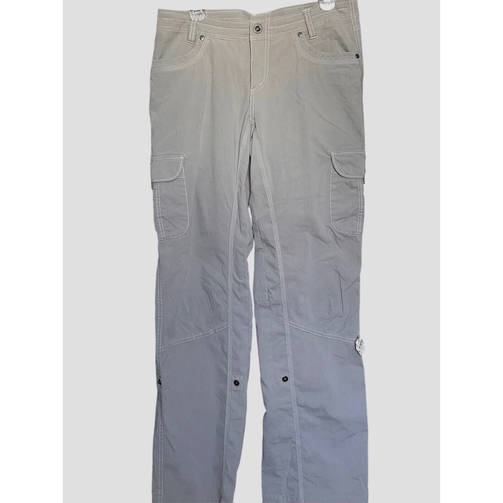 KUHL GRAY COTTON NYLON STRETCH CONVERTIBLE PANTS TO CAPRIS SIZE 14 W32 X I31