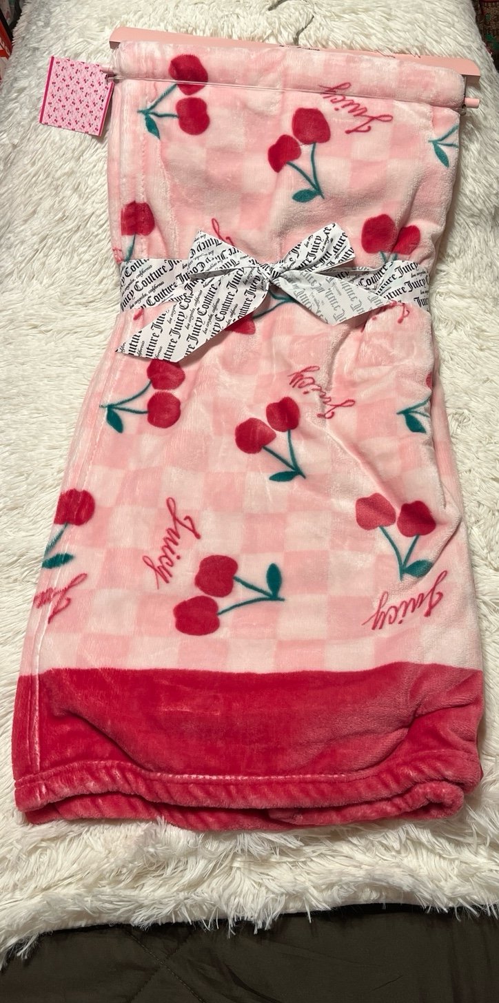 Juicy Couture Cherry Plush Throw Blanket