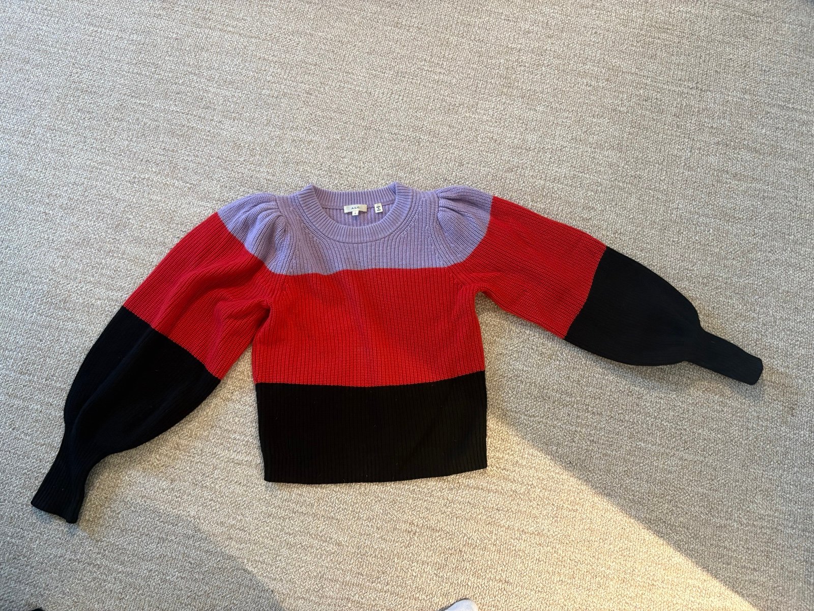 ALC Colorblock Sweater with Puff Sleeves