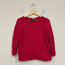 COS Wool Knit Sweater Top Red/Berry Pink 2-Pocket Long Sleeve