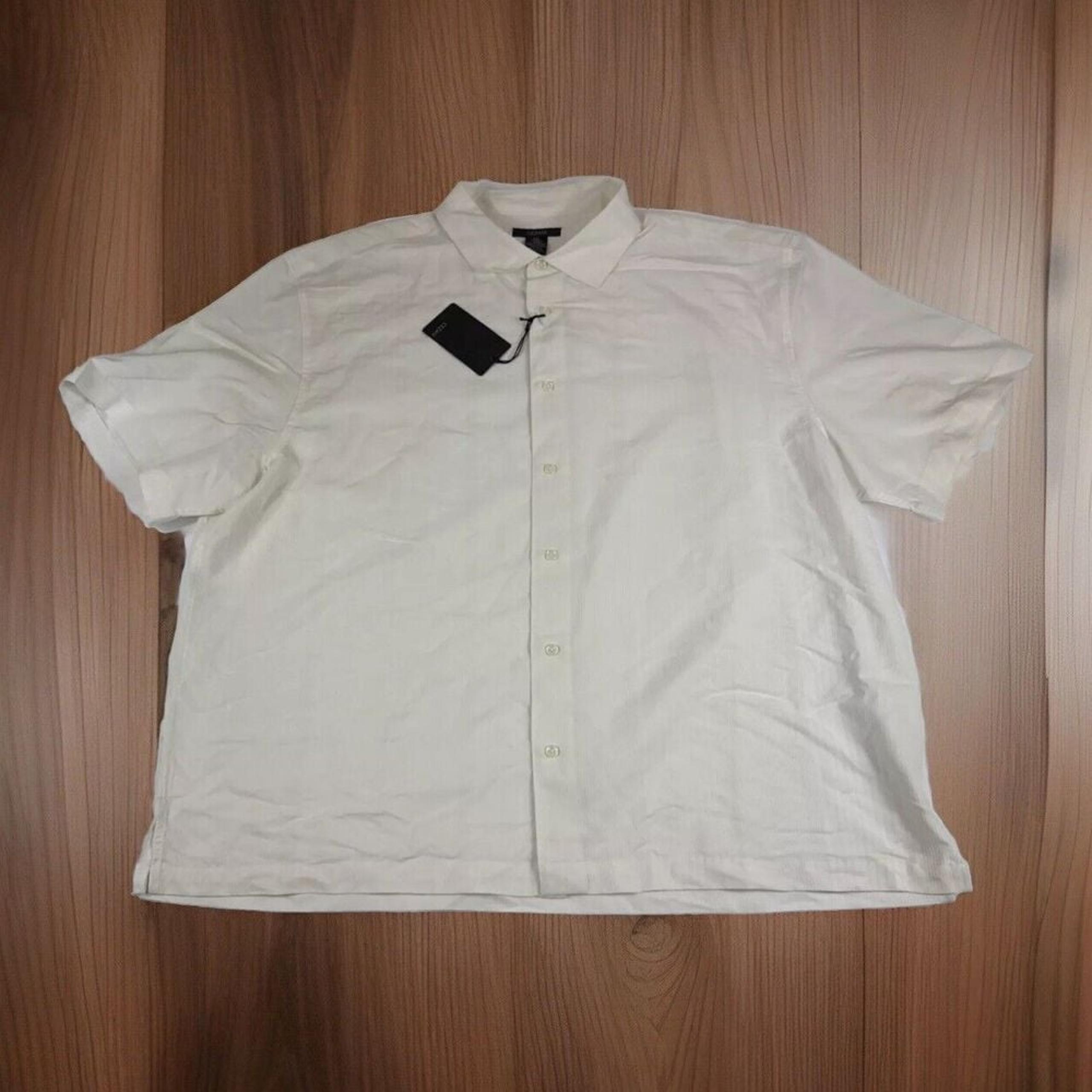 Cezani Shirt Mens XXL Beige Striped Short Sleeve Button Up Casual Preppy 2XL NEW