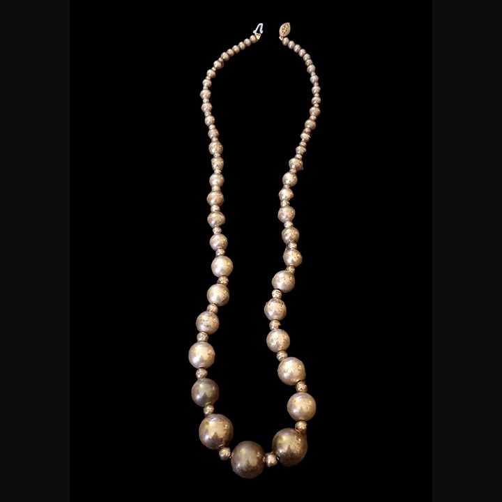Vintage 925 Sterling Silver South West Style Graduating Ball Necklace 28.75