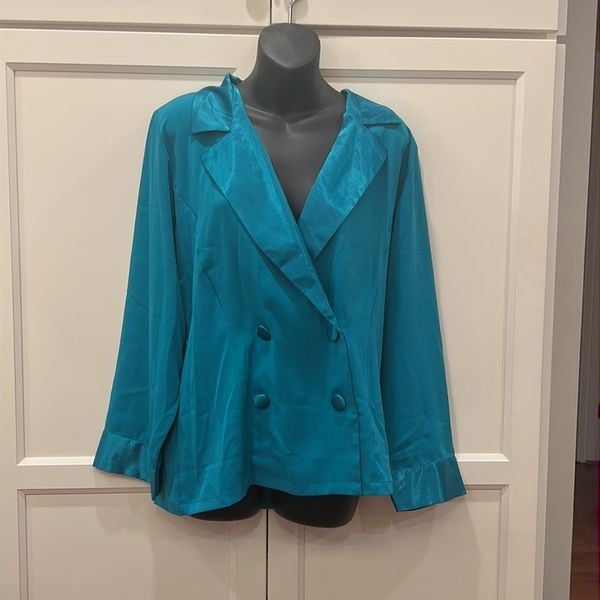 VICTORIA SECRET Gold Label Vintage VTG Turquoise Sleep Top Pajama Rare Small