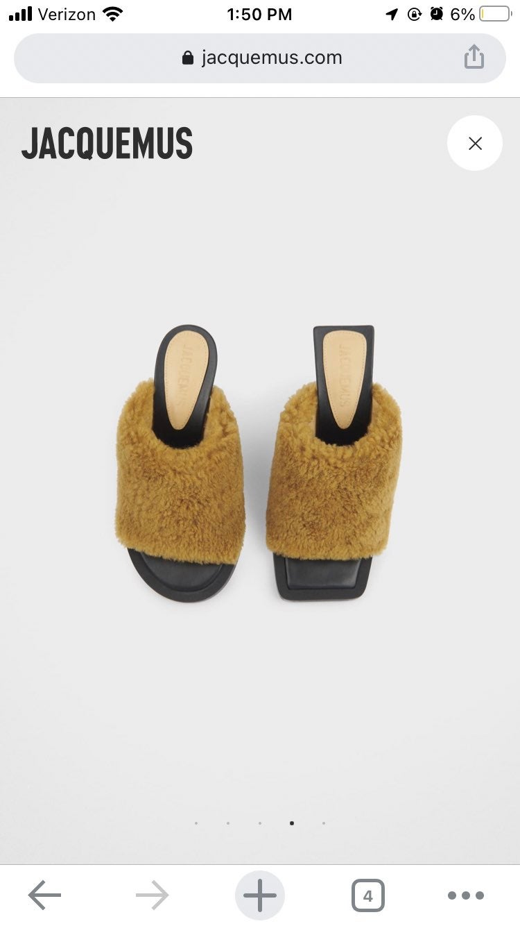 Jacquemus Khaki Shearling Mules
