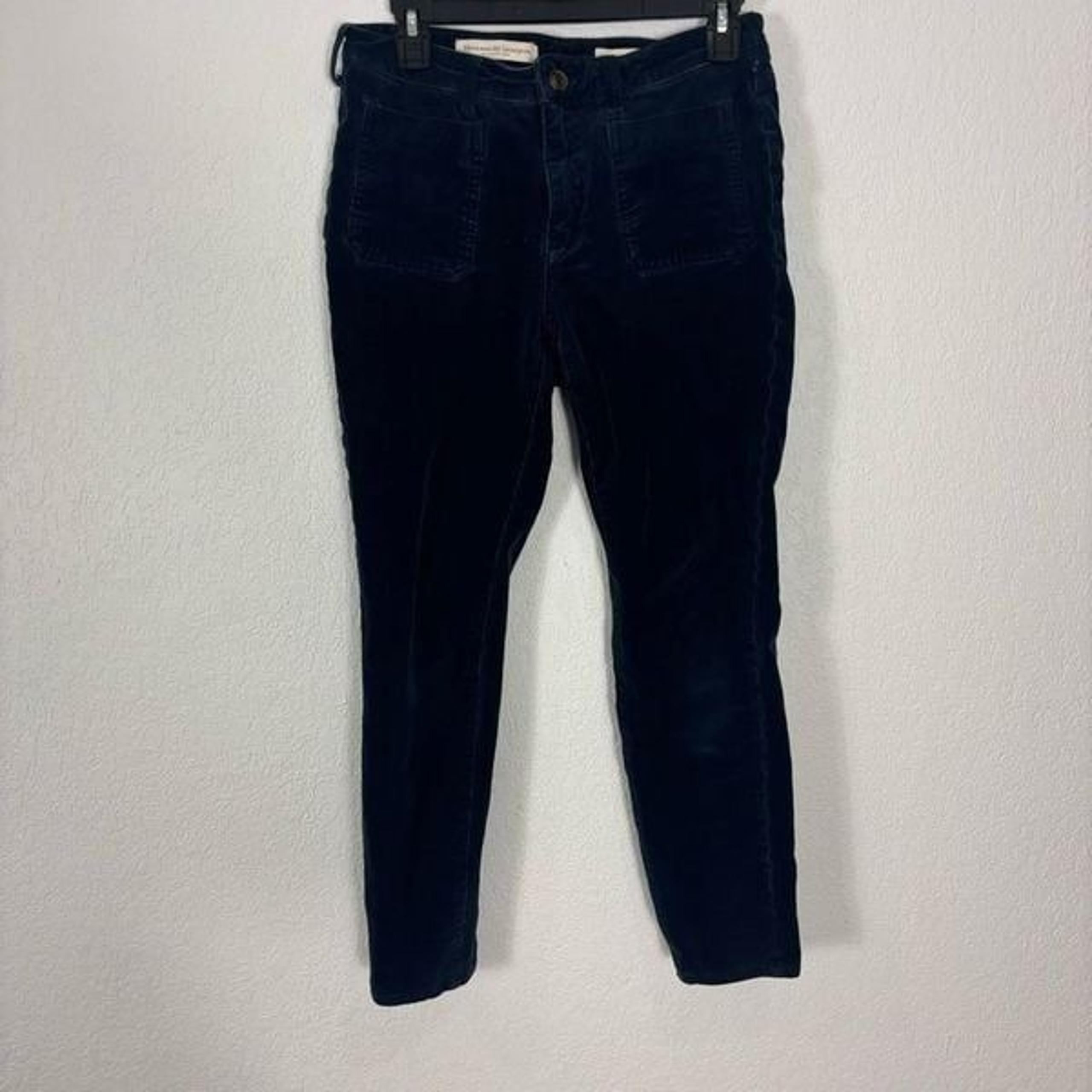 Pilcro Anthropologie Blue Corduroy High Rise Skinny Leg Pants Size 28