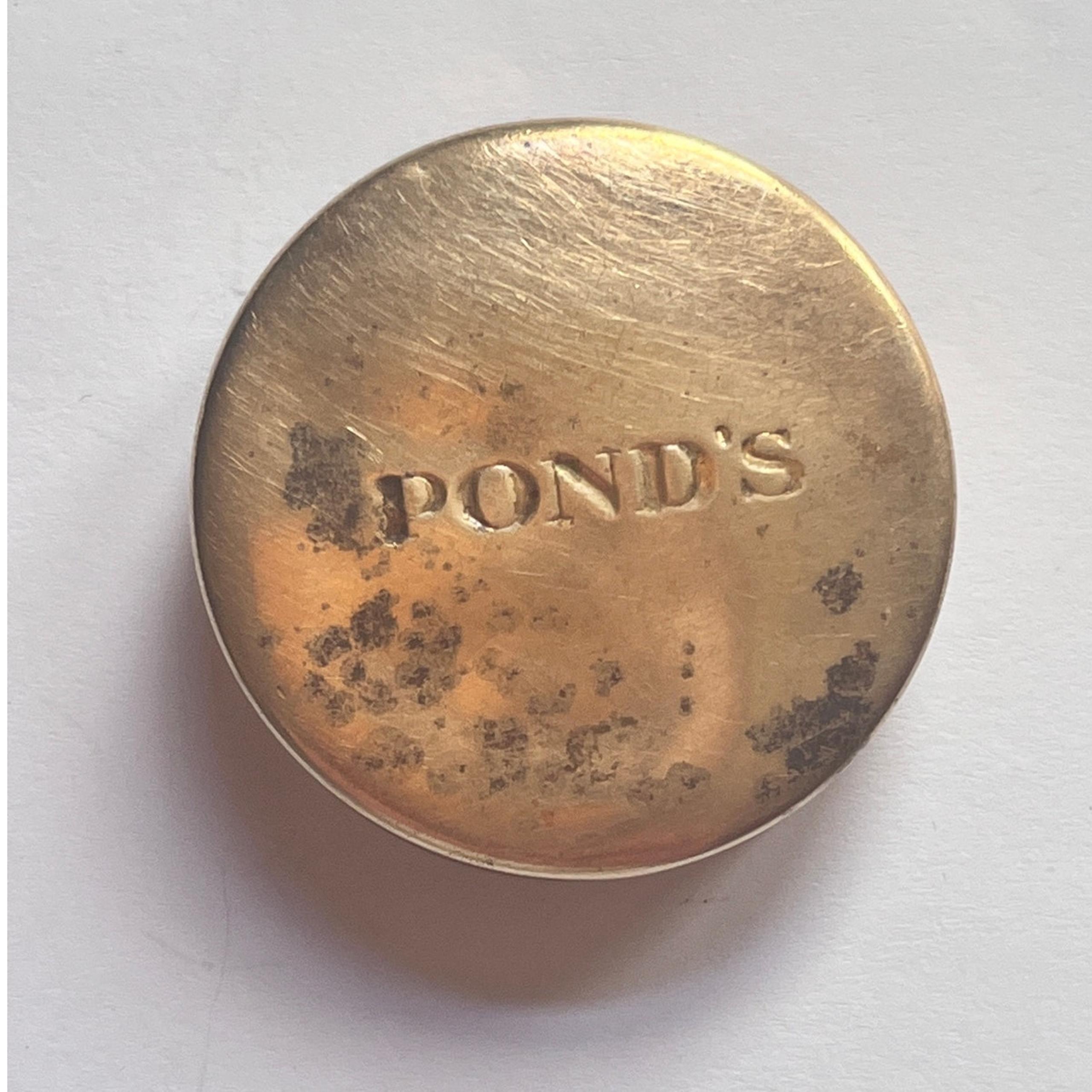 Ponds Vintage Vanity Rouge Compact Brass Gold Tone Makeup Case - Collectible