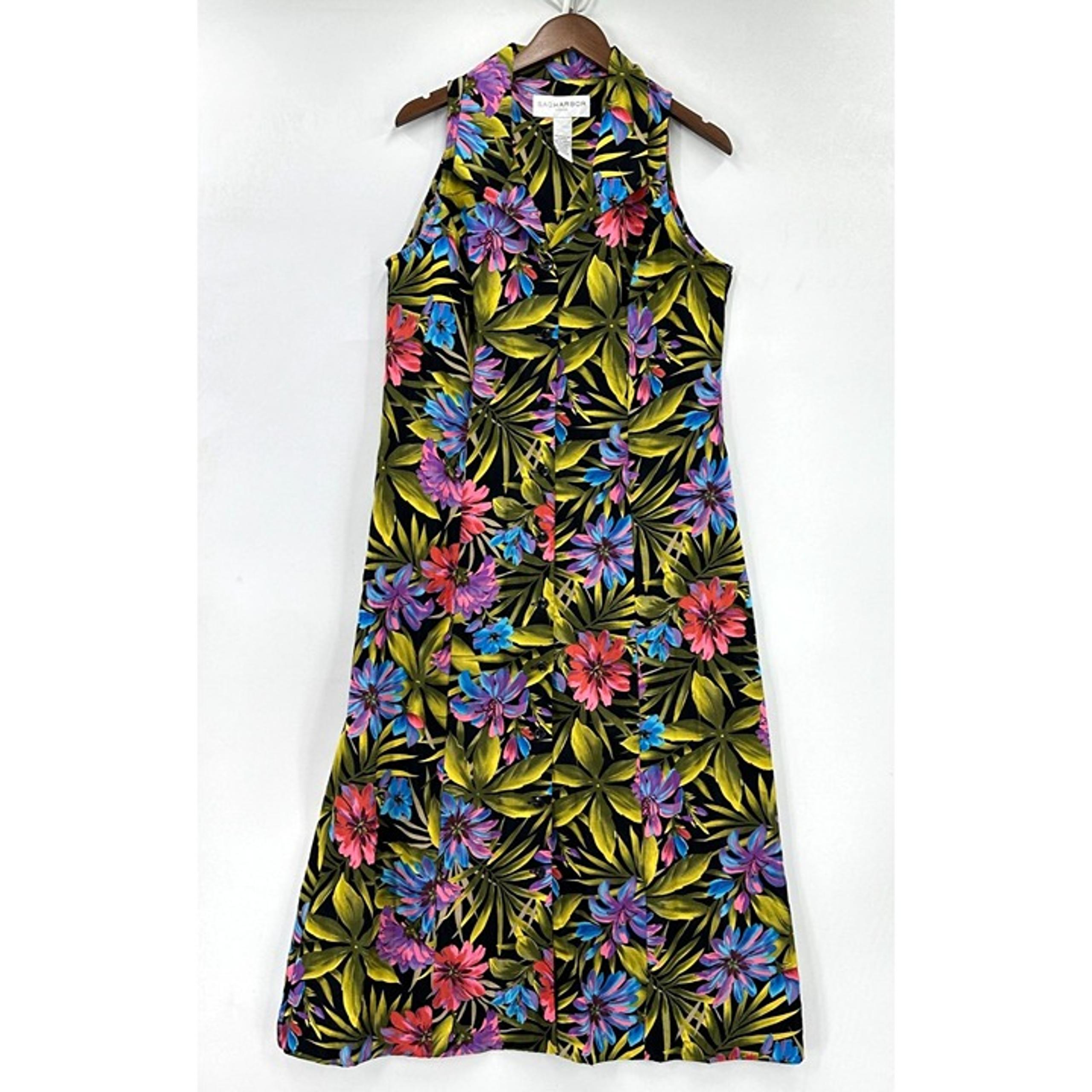 Sag Harbor Maxi Dress Shirt Womens Vtg Sleeveless Button Down Floral Multi 12