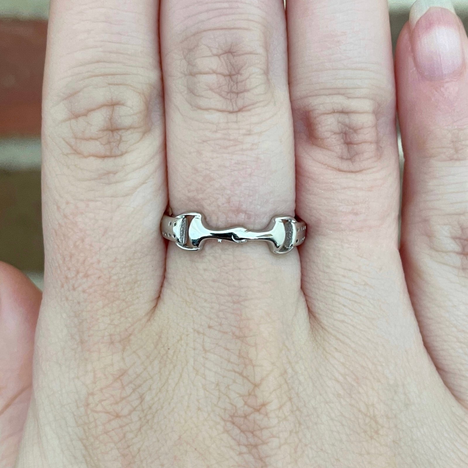 Genuine Sterling Silver Snaffle Bit Ring Size 10