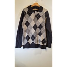 Men's ARGYLE Lambswool Blend Pullover Sweater Sz Medium Preppy Casual Academia