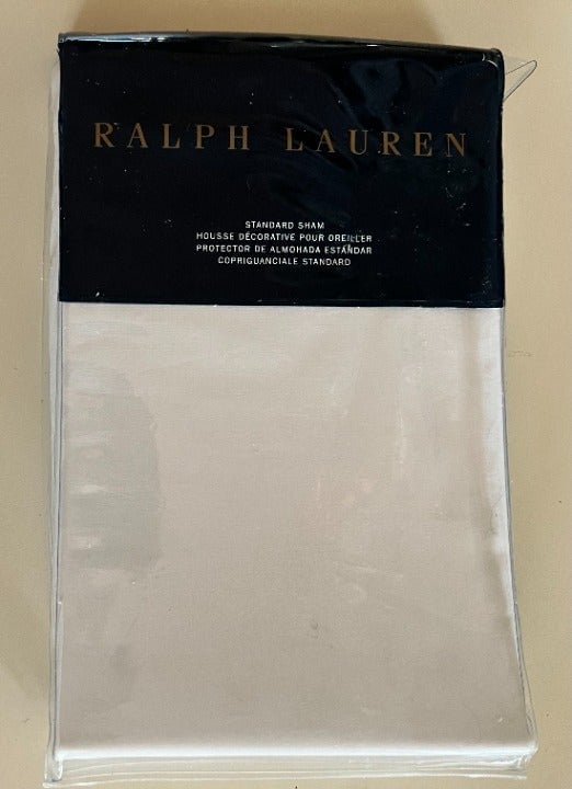 Ralph Lauren Standard Pillow Sham White Border 100% Cotton 20x28 in MSRP 255.00