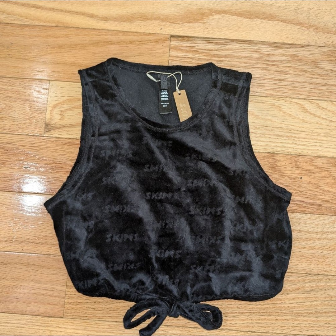 NWT SKIMS LOGO VELOUR TIE TANK