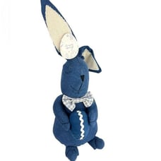 Denim Blue and Gingham Plush Easter Bunny 14 Home Decor NEW