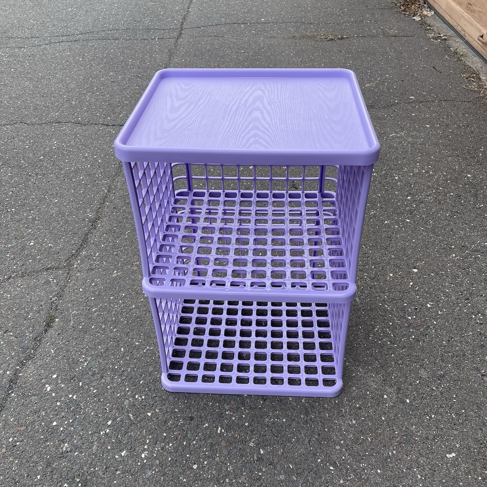 Vintage Yaffa Blocks Plastic Storage Bins Crate 2 Shelf Basic Line Purple Pastel