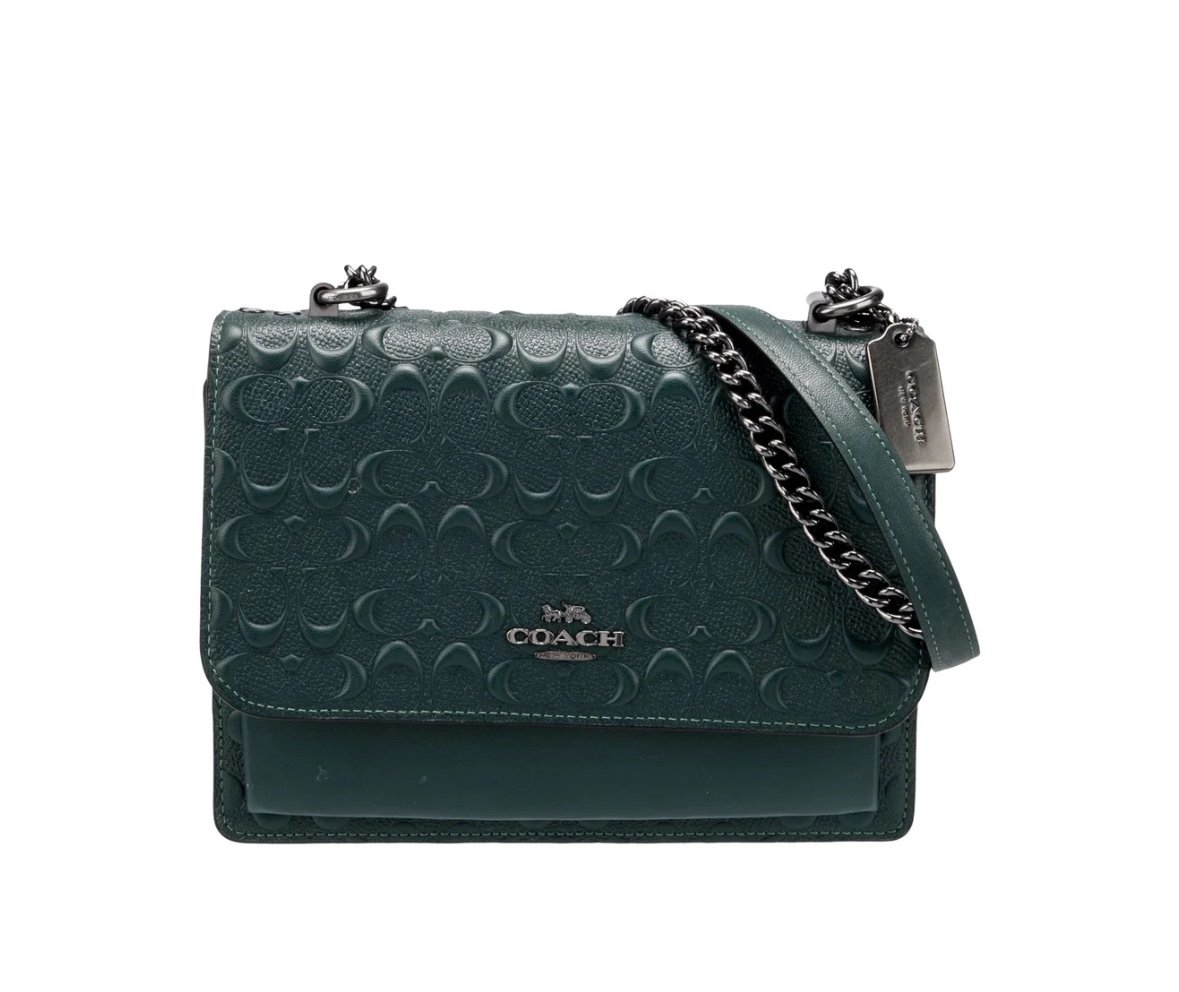 COACH Klare Embossed Emerald Green Forest Crossbody Bag C5779 **RARE**