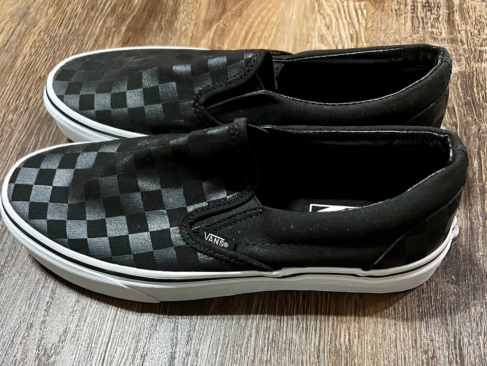 Vans Men's Asher Checkerboard Black Canvas Slip On Skate Shoes size 7.5 NWOB