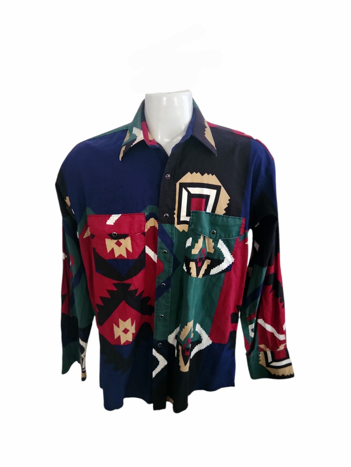 Wrangler Vintage Western Navajo Aztec Multicolored Southwestern Longsleeve L/S L