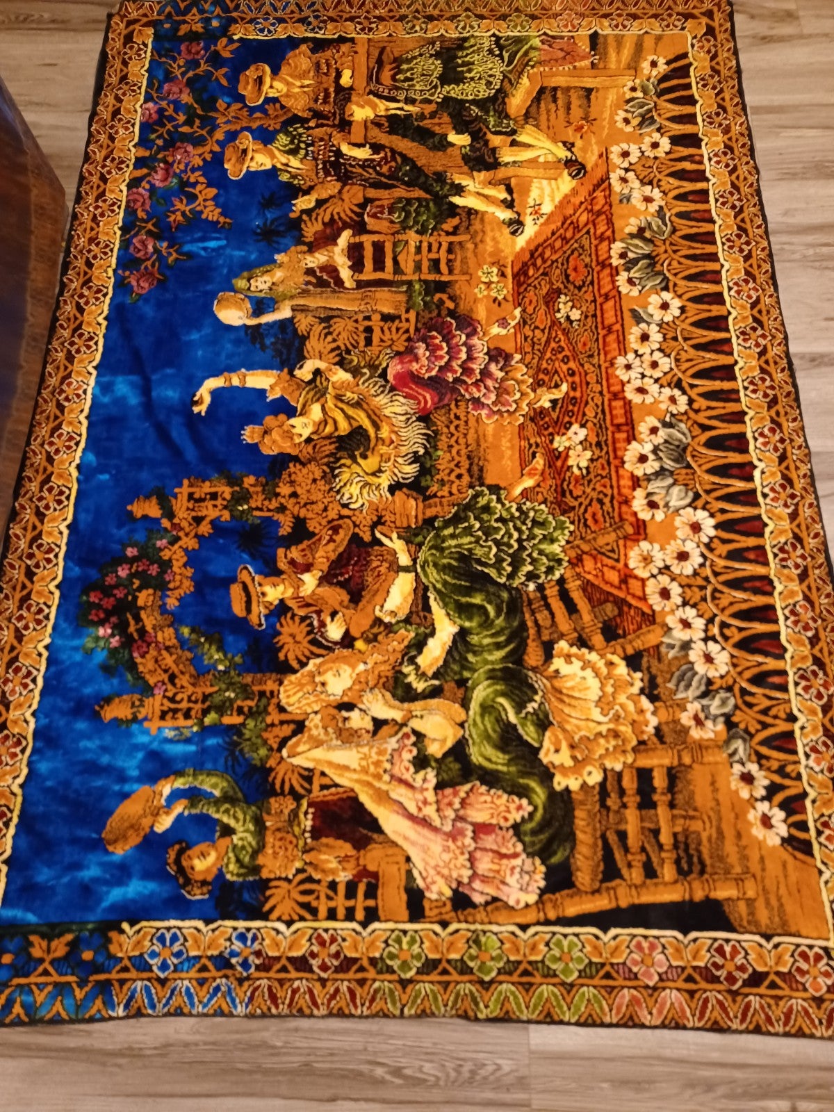 Vintage 1960s velvet wall tapestry