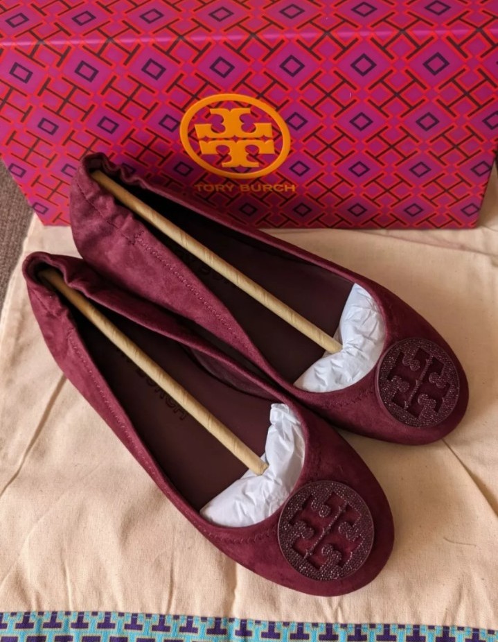 Tory Burch Minnie Travel Ballet With Pave Logo size 6.5
