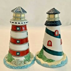 PFALTZGRAFF LIGHTHOUSE OCEAN BREZZE SALT & PEPPER SHAKER SET 5 1/2 Tall NIB