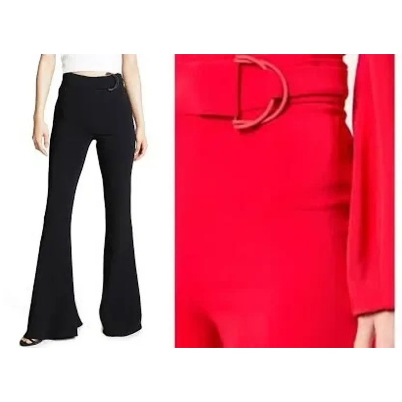 CUSHNIE ET OCHS Carina High Rise Flare Pant w D-Ring Buckle Size 4 Black