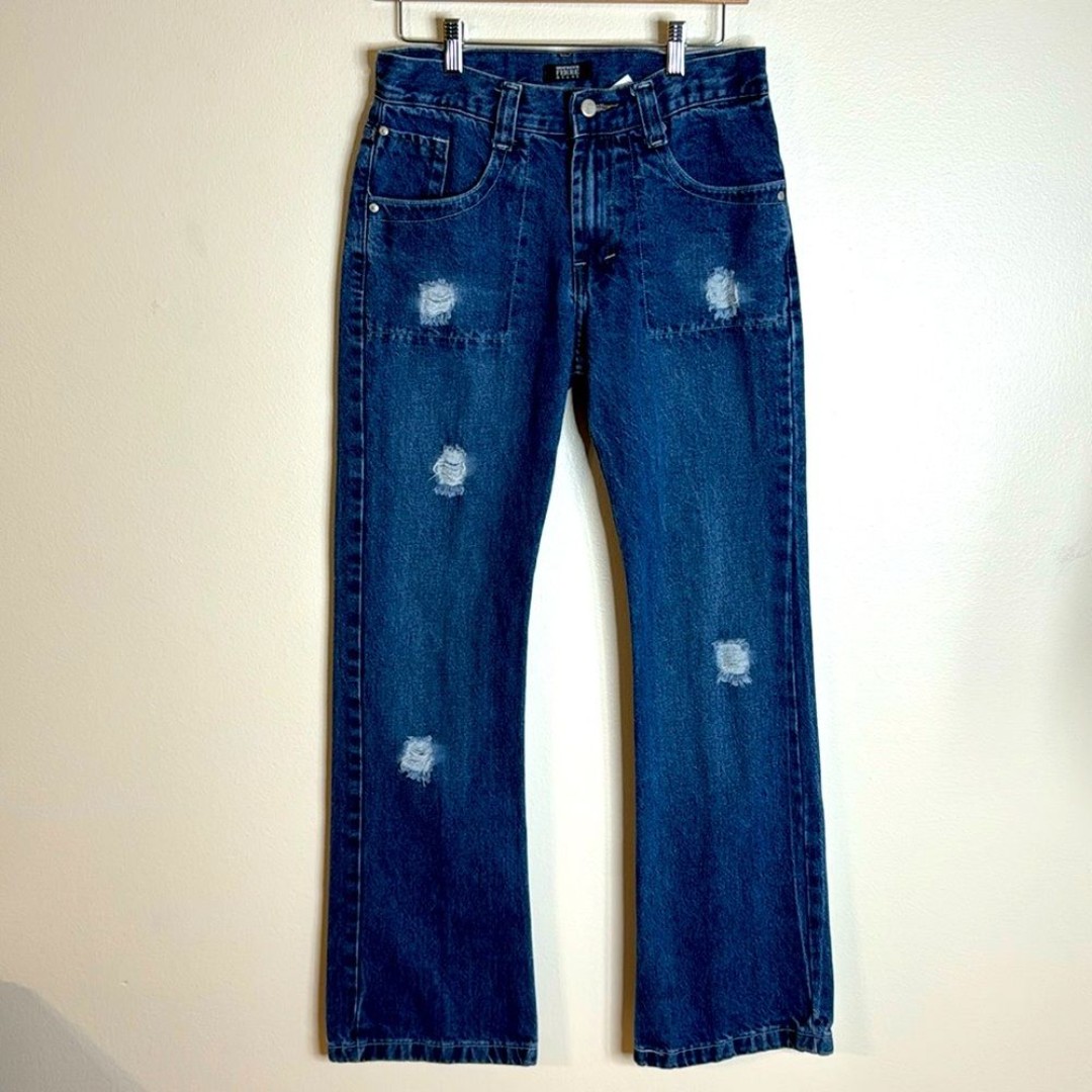 Gianfranco Ferre ladies distressed dark wash bootcut jeans size 30