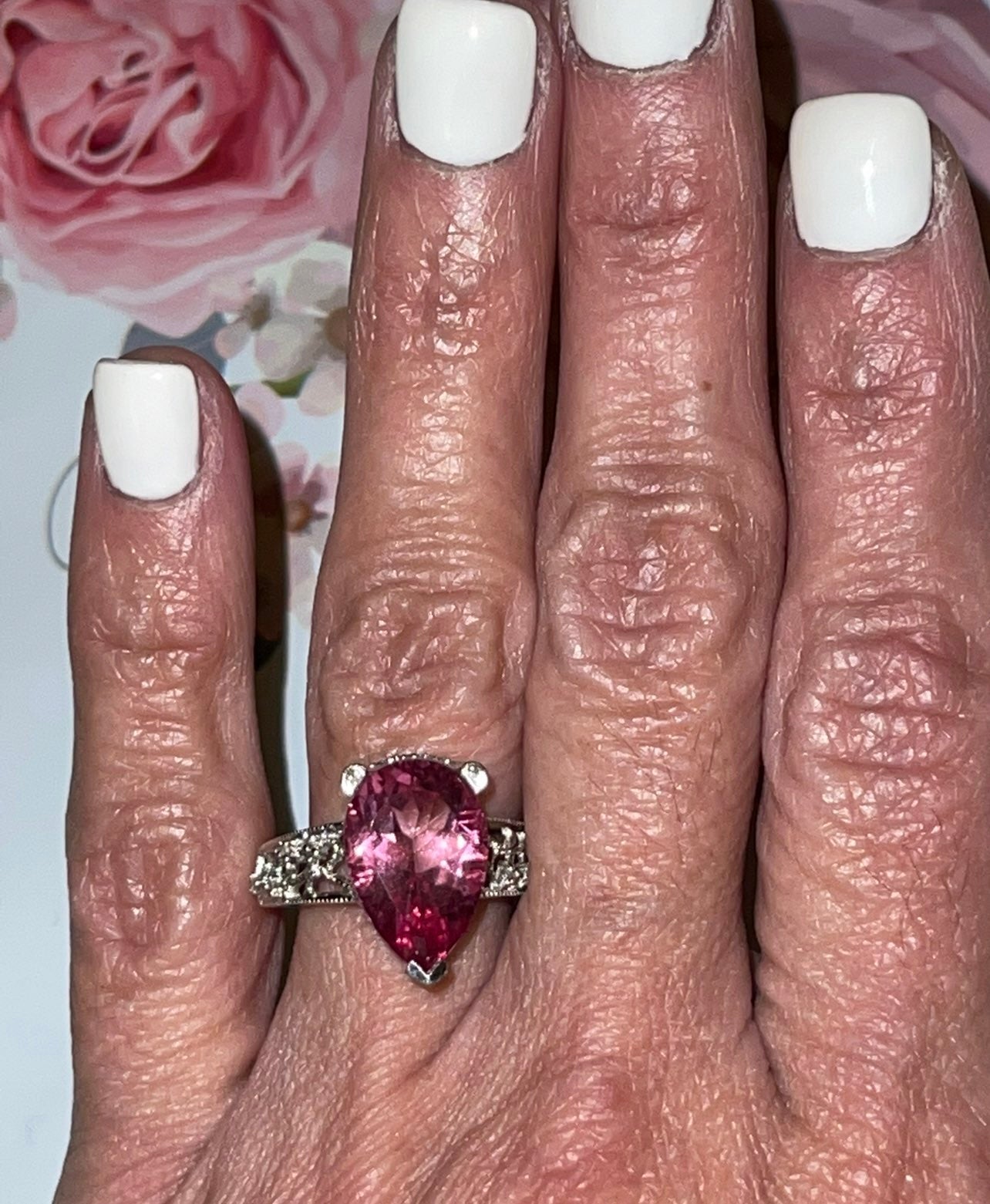 10k Pink Topaz & Diamond Ring
