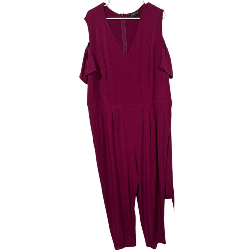 Lane Bryant Women's Jumpsuit Size 26 / 28 Magenta Purple Cold Shoulder