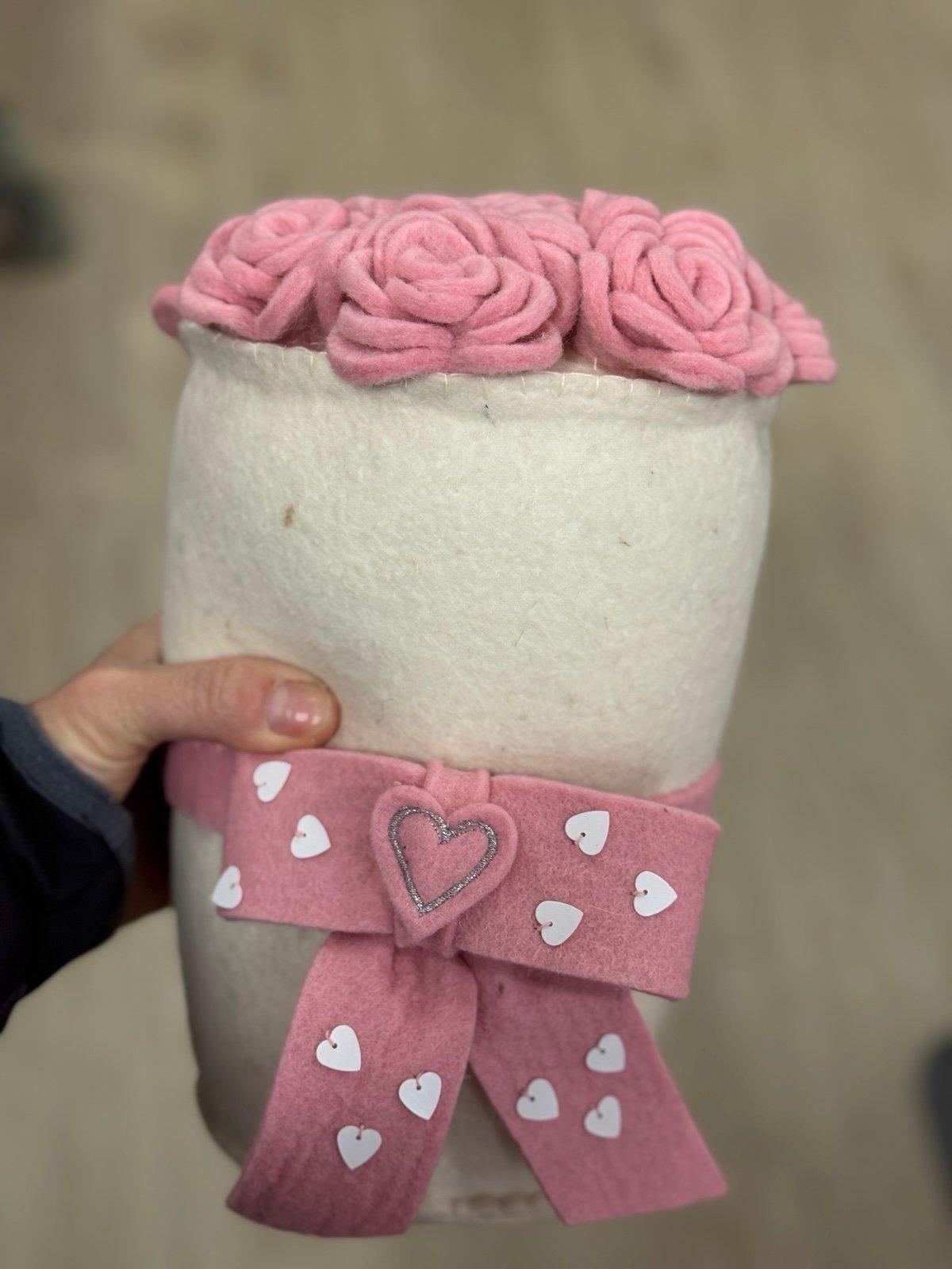 felt flowers pink bow